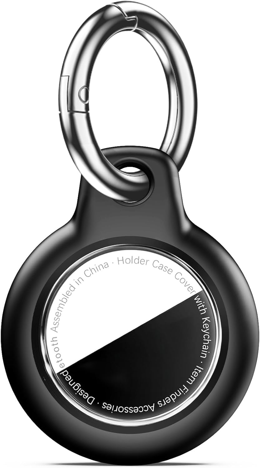 Wowwat for Apple AirTag 2nd & 1st Gen, Waterproof Case for AirTag Holder Keychain,GPS Tracker Cover for Dog,Car Key,Luggage-B9-Black