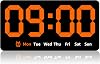 Digital Wall Clock 8.5 Inch Large Display LED Alarm Clock with Date Week Temperature Double Alarm 3 Levels Brightness Adjustable Countdown Clocks for Living Room Bedroom Classroom Kitchen (Orange)