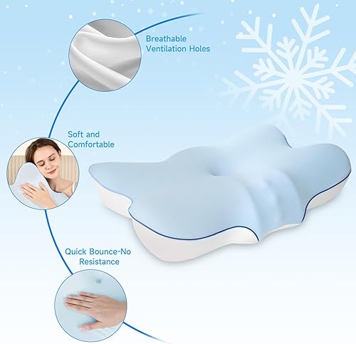 Miniatura 4 de jiaao Almohada cervical para cuello y hombro, almohada cervical ajustable de espuma viscoelástica para aliviar el dolor de dormir, almohadas