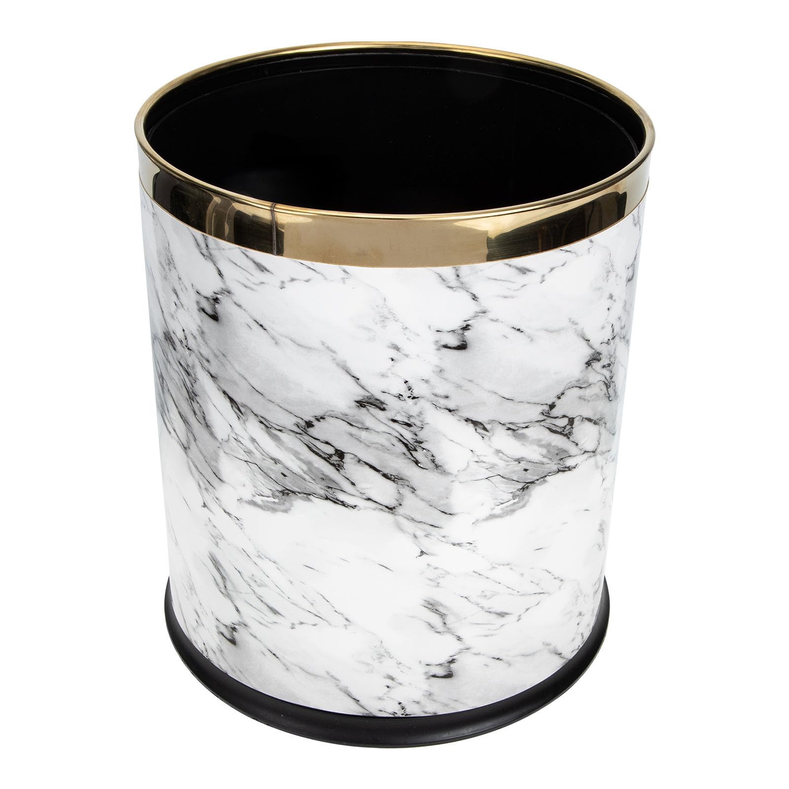 Corbeille à papier pour bureau compacte et stable style marbre blanc chic - 8