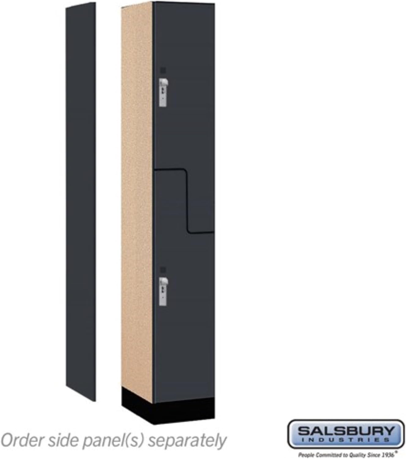 Salsbury Industries 12" Wide Premier Wood Locker-Double Tier 'S' Style-1 Wide-6 Feet High-15 Deep-Carbon Mesh-Silver Hasps
