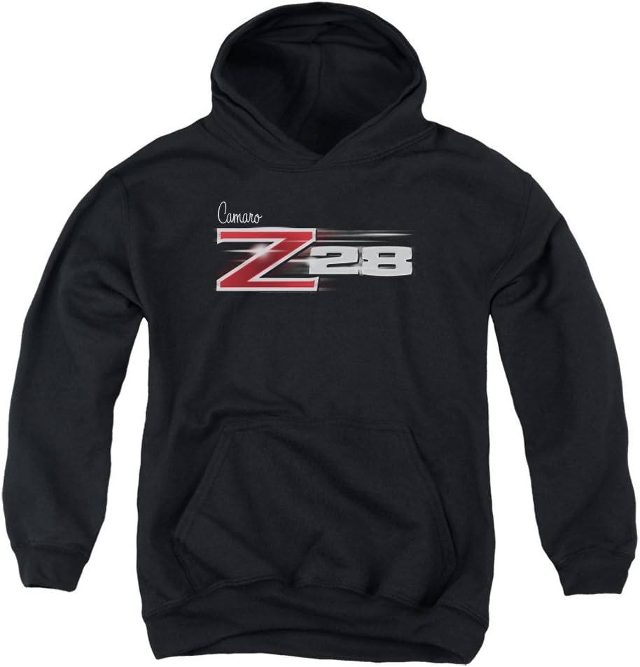 A&E Designs Kids Chevy Camaro Z28 Logo Youth Hoodie, Black, Medium