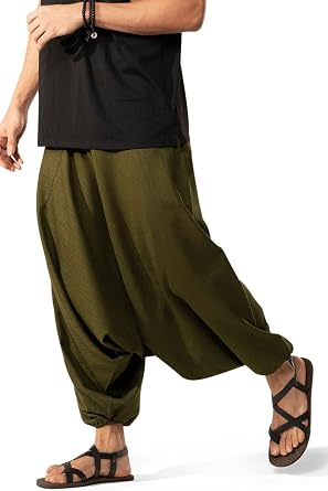Loose Yoga Cotton Harem Pants for Men Hippie Rave Party Baggy Dance Pants