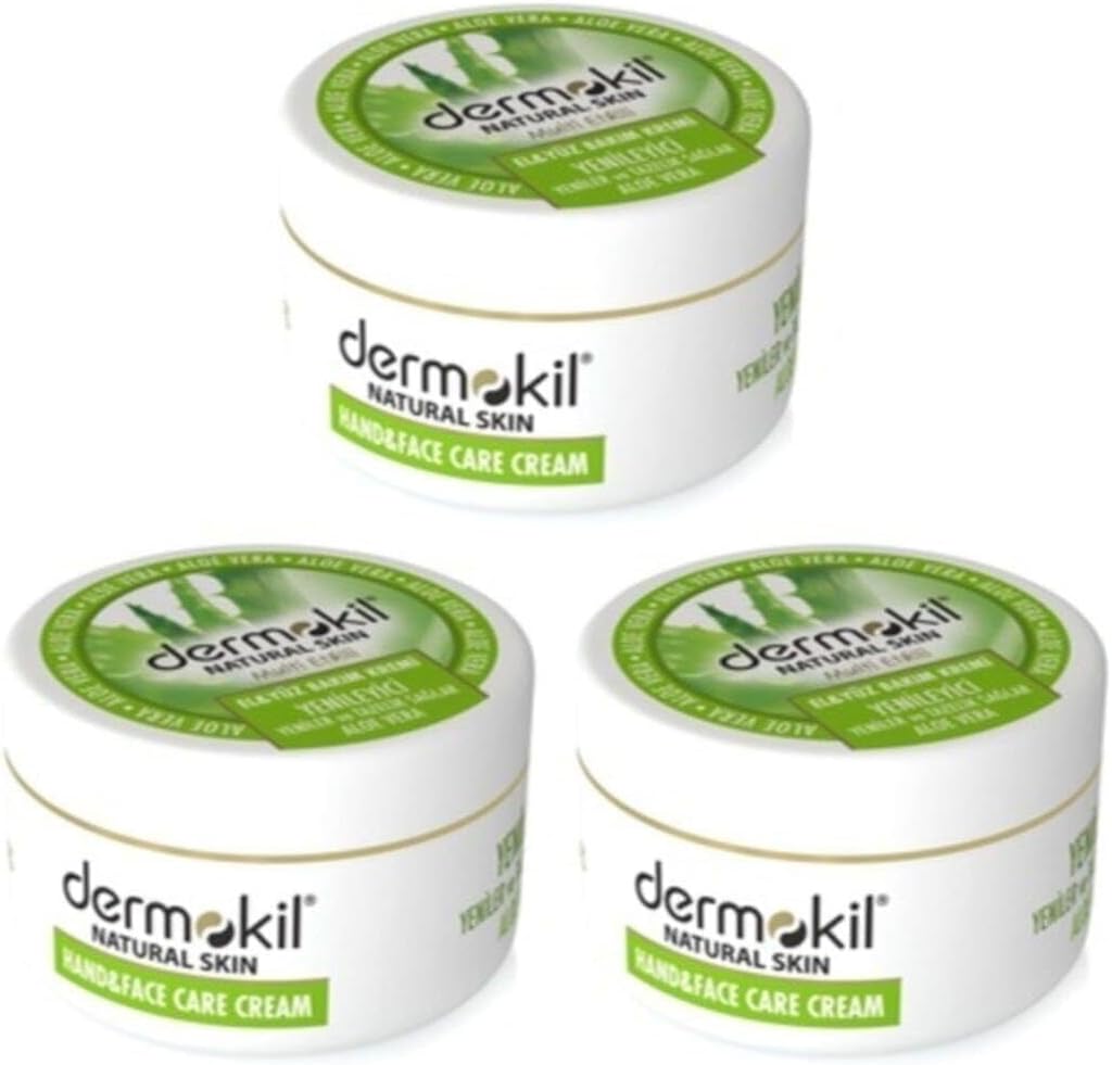 Dermokil Natural El ve Yüz Bakım Kremi, Aloe Vera, 300 ml x 3 Adet
