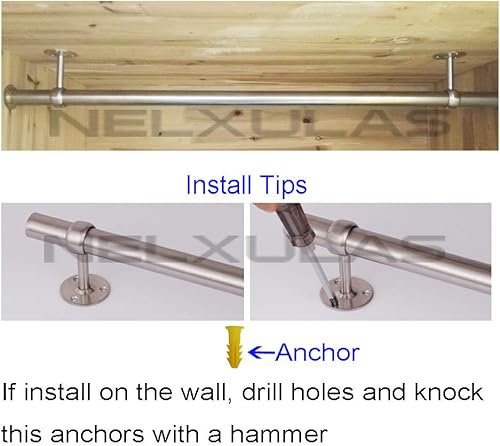 Miniatura 4 de Barra de armario de acero inoxidable resistente, soporte de extremo de barra de cortina, soporte de barra de brida con tornillos a juego (1-12