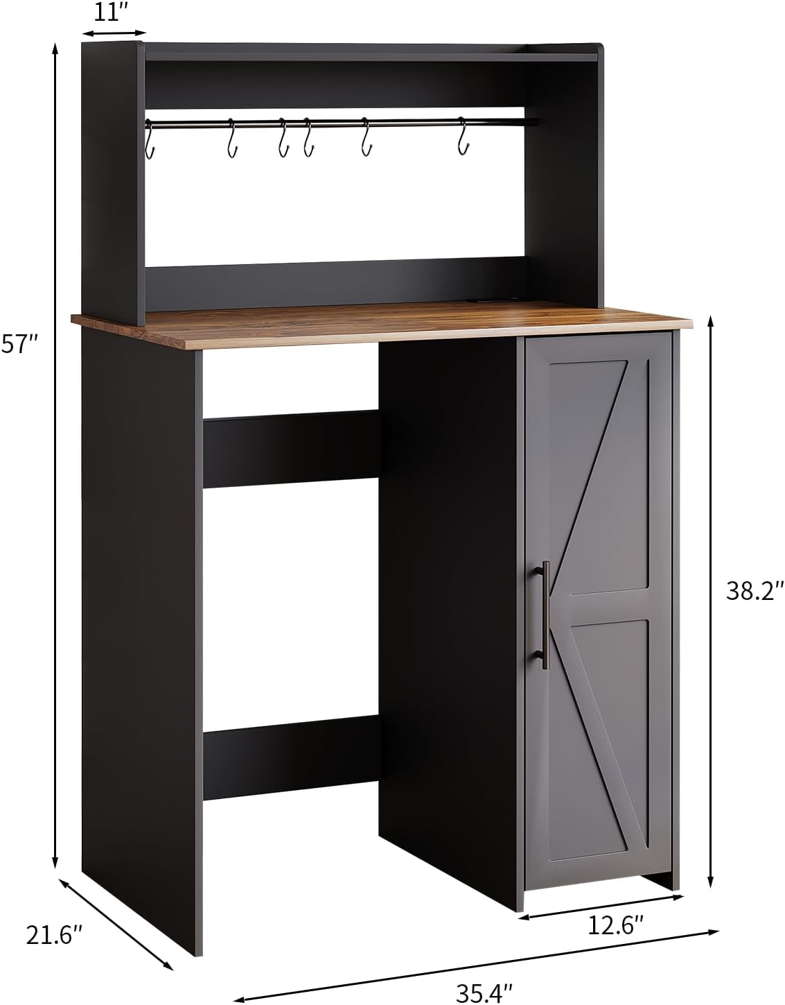 Mini Fridge Cabinet,Coffee Bar Cabinet with Socket and Mini Fridge Space,Microwave Rack,Double-layer Storage Space,Metal Handle,Suitable for Kitchen,Apartment,Office (Mini Fridge Cabinet-Black)