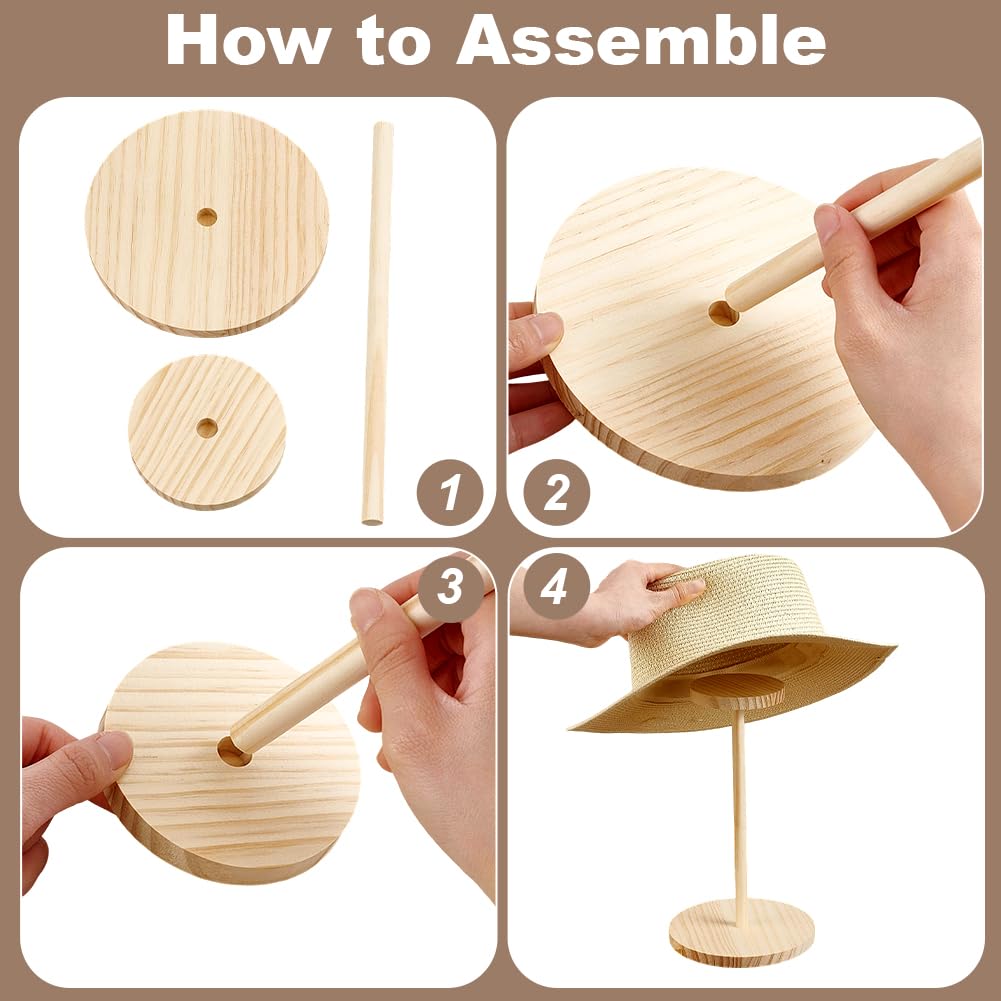 PH PandaHall 2pz Espositore per Cappelli in Legno Portacappelli da Tavolo, Supporto per Cappelli per Venditori Home Hat Helmet Display Organizer, 14.5x26.3cm