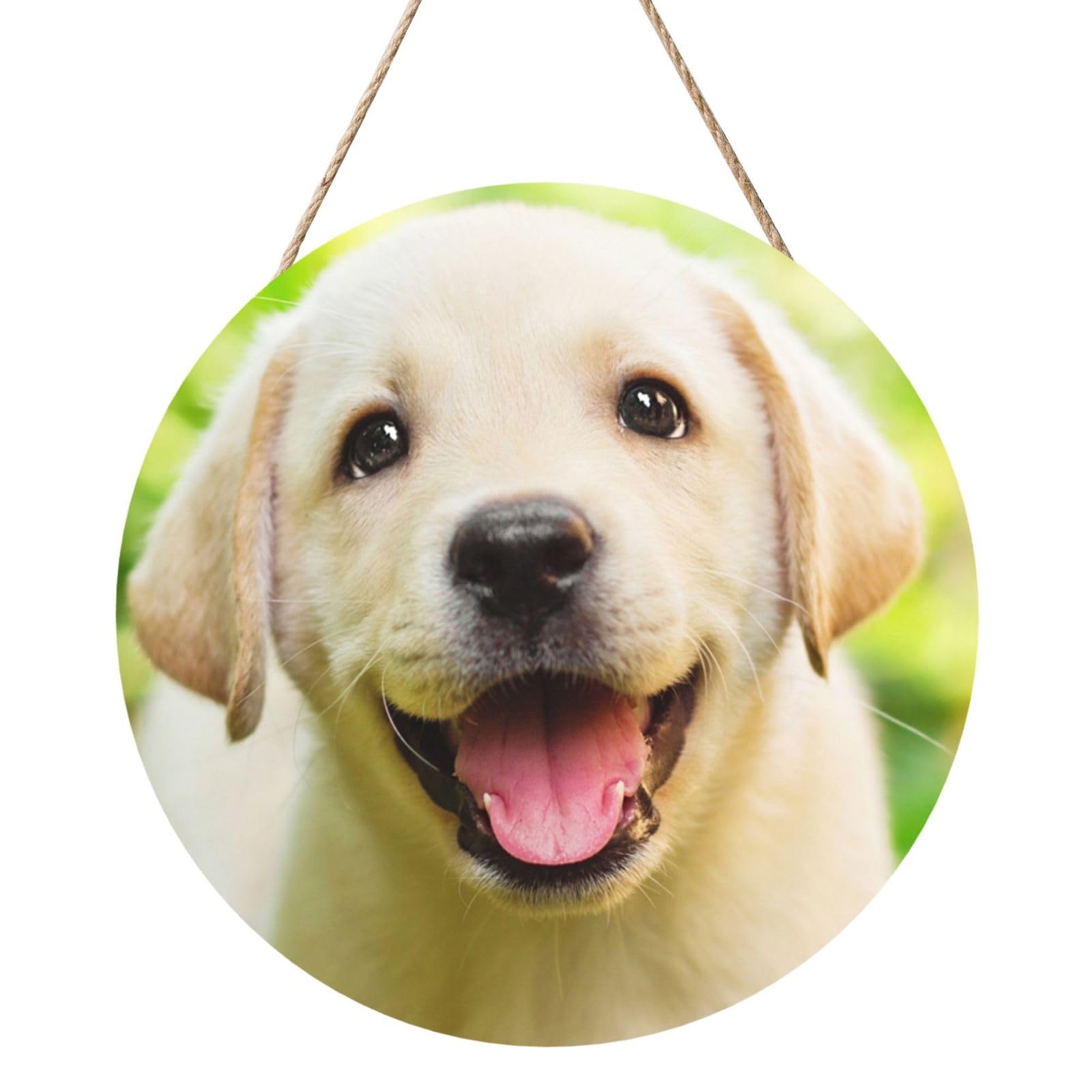 InOmak Labrador Retriever Puppy Dog, Round Wood Panel Painting 12 in, Wall Hanging Painting For Home