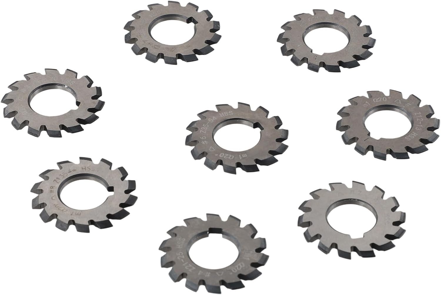 8PCS M1 Involute Gear Cutter Set HSS 20 Degree Pressure Angle Module 1 Milling Cutters #1-8 for Metalworking CNC Machinery 22mm Bore