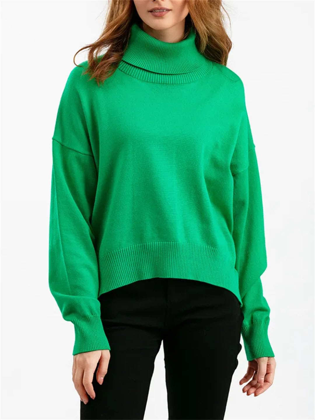 Maglione da donna a collo alto lavorato a maglia a maniche lunghe