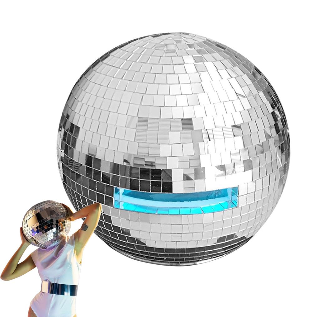 Casque de bal disco argenté avec miroirs réfléchissants et effet rotatif