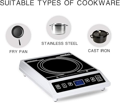 Miniatura 3 de CUISUNYO 1800W Commercial Induction Cooktop Countertop Stove Electric Stove Burner with LCD Screen and ANTI-SKIP SURFACE (120V)