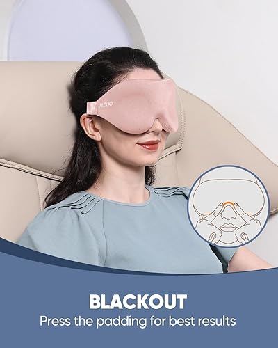 Miniatura 4 de MZOO Antifaz de sueño de lujo para dormir de lado, hombres y mujeres, antipresión ocular cero, máscara de dormir 3D, bloqueo de luz, diseño