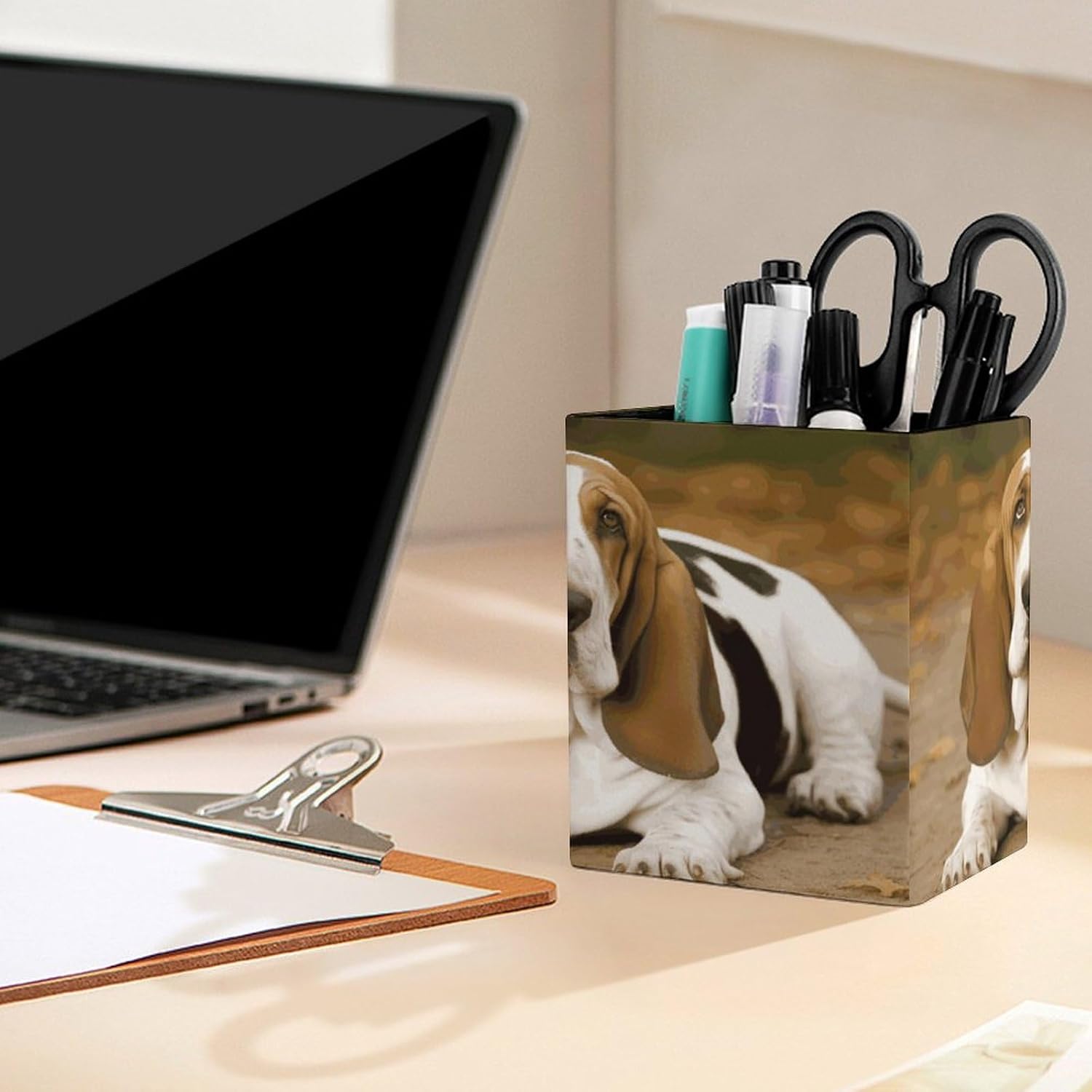 Basset Hound Pen Holder Square Desk Organizer for Office Studio image 5