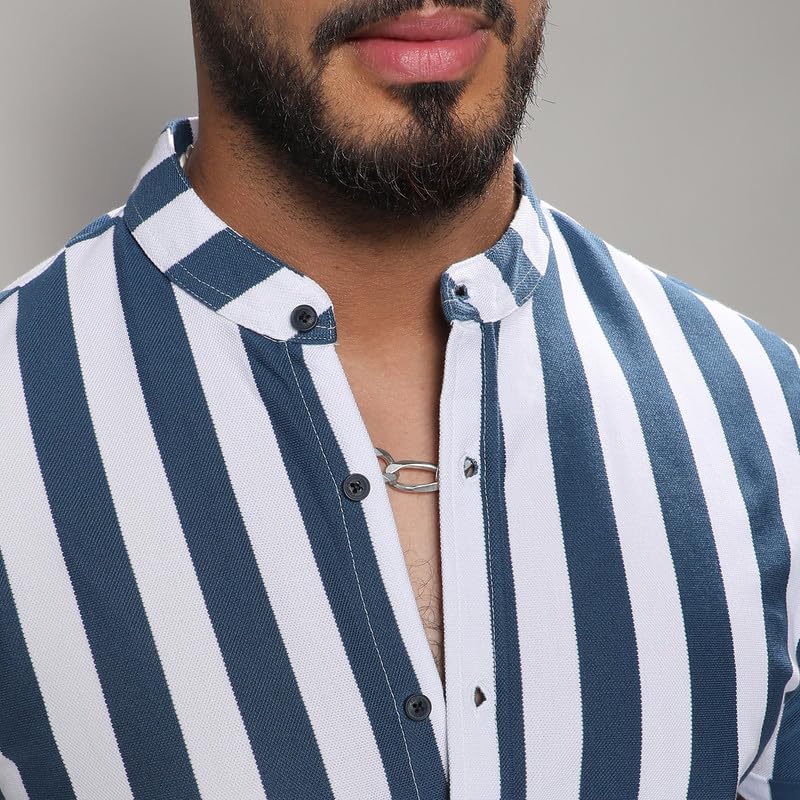 Image of Instafab Plus Men's Shirt for Casual Wear | Spread Collar | Short Sleeve | Button Closure | Plus-Size Fit | Cotton Shirt Crafted with Comfort Fit for Everyday Wear