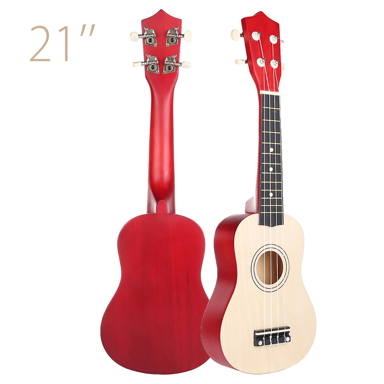 Ukulele Ukulele Combo 21 Ukulele Gitarre Sopran 4 Saiten Uke Hawaii Bass Saiten-Musikinstrument-Sets + Stimmgerät + Saite + Riemen + TascheB