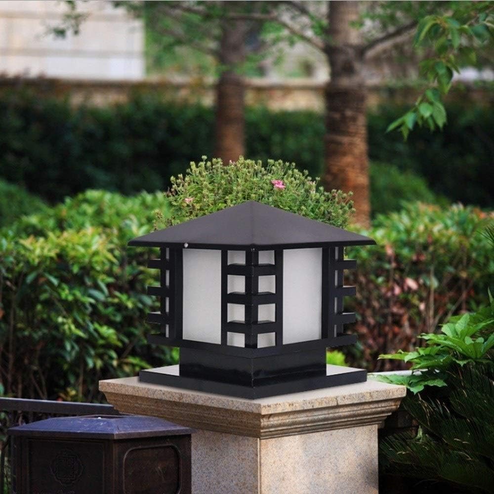 Outdoor Post Lights IP65 Waterproof Aluminum Vintage Pillar Light Garden Gate Post Lamp Glass Lantern Japanese-Style Outdoor Deck Patio Lighting Lawn Night Lamp Pathway Entran Deco