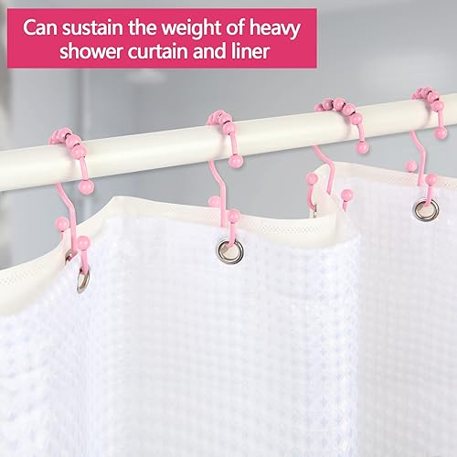 Miniatura 4 de Qazvmlp Ganchos para cortina de ducha, anillos de ducha de acero inoxidable 304 para baño, ganchos de ducha de doble deslizamiento para cortinas de