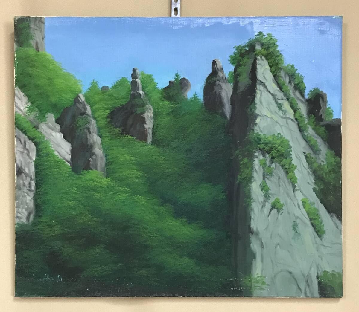 絵画　油彩肉筆画　Y Kanbe『鹿島槍を眺める遊歩道』白馬三山　F6 絵画 油彩肉筆画 Y Kanbe『鹿島槍を眺める遊歩道』白馬三山 F6