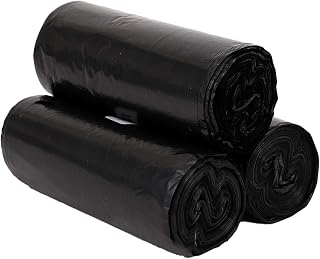 Bindian Heavy Duty Garbage Bags 43x48 cm (17x19 inch) Small Size 90 Pieces in 3 Rolls Strong Leak Proof Black Trash Bags for Kitchen, Office, Bathroom, Car and Daily Waste Disposal