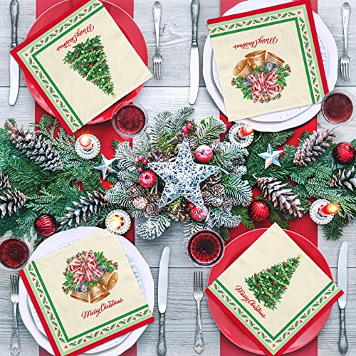 Christmas Party Supplies, Paper Napkins for Merry Christmas and New Year Party Decorations, 50 Pack, bell Design – Image 6