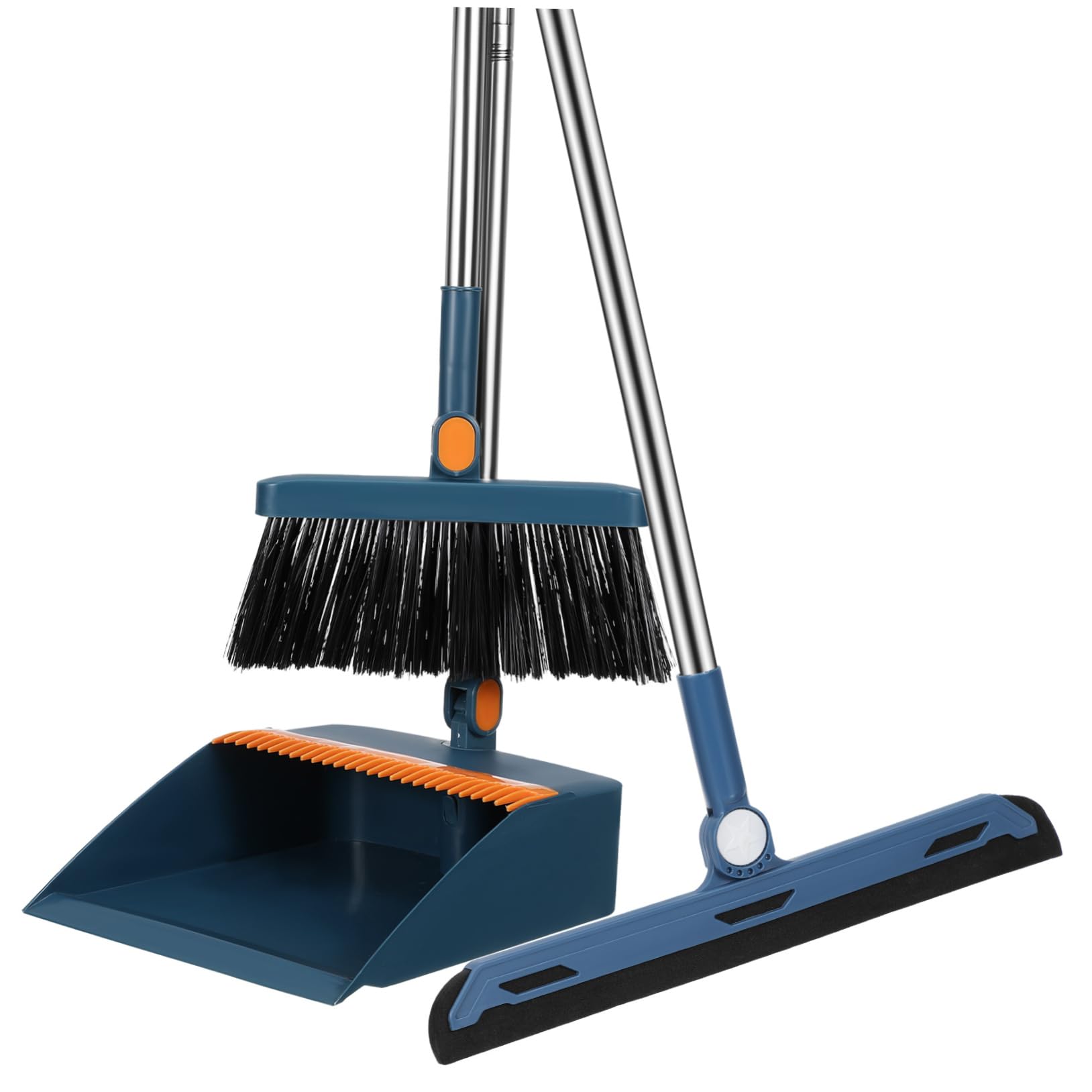 NOLITOY Juego Compacto de Escoba y Recogedor Plegable Azul, 3 Piezas