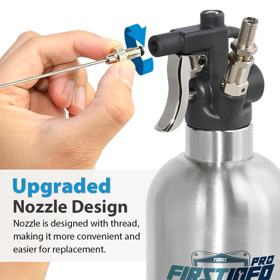 FIRSTINFO A1636K | Maks. ciśnienie 110 PSI, 650 ml, kanister ze stali nierdzewnej, rozpylacz ciśnieniowy, rozpylacz pneumatyczny, do wielokrotnego napełniania