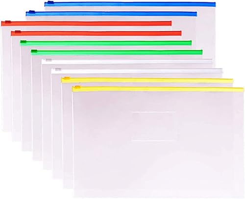 Kissmi - 50 bolsas de documentos con cremallera y cremallera tamaño A5 5 colores