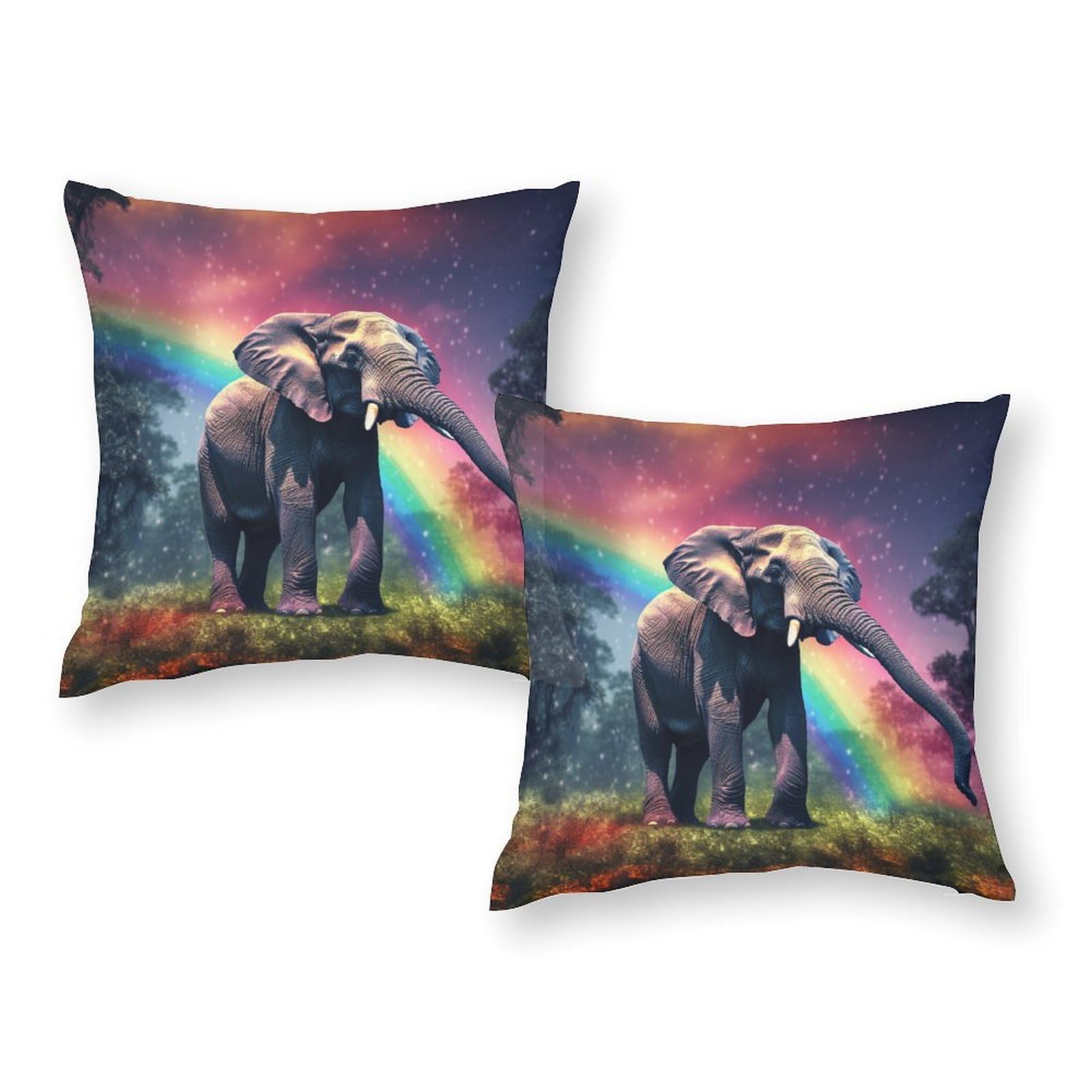 Taies d'oreiller éléphant arc-en-ciel 50x50 cm pour raviver un salon terne avec une touche déco