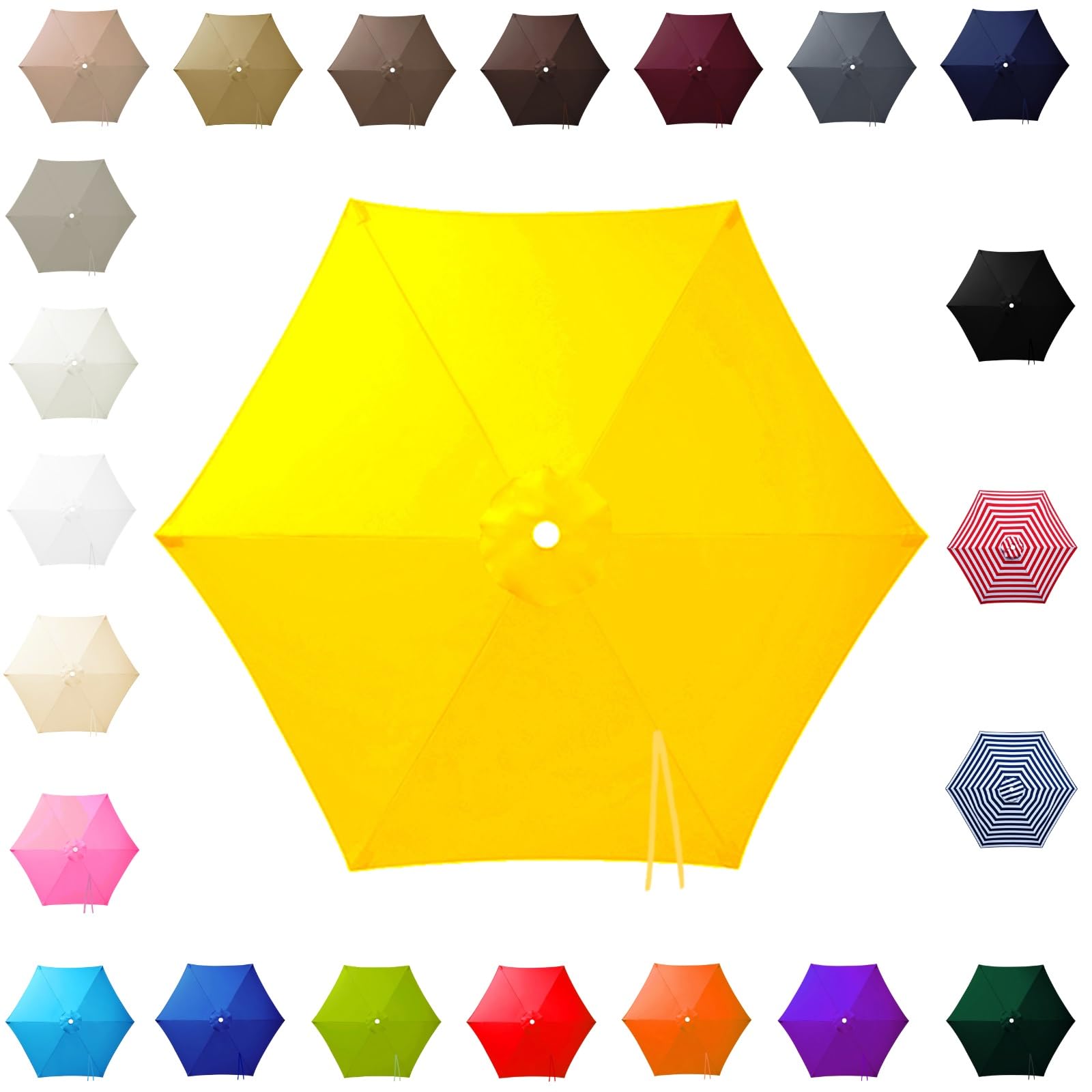 3.0m Replacement Parasol Canopy for 6 Arms, 2m-3m Patio Umbrella Cloth, Waterproof Outdoor Garden Canopy, Beach Parasols Covers, Fabric Sun Shade Top Only, for Pool Lawn(Yellow,3.0m/9.8ft) — image 1