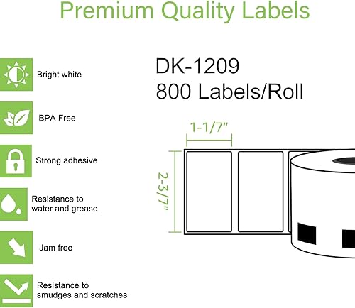 Miniatura 3 de GREENCYCLE Paquete de 20 etiquetas de dirección pequeñas DK-1209 DK1209 troqueladas de 1.1 x 2.4 pulgadas (1.142 in x 2.441 in) compatibles con