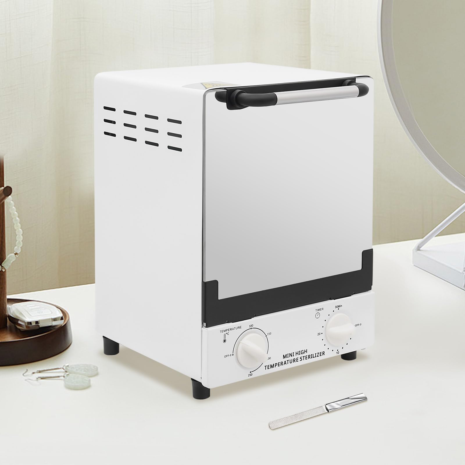 Sterylizator stołowy, sterylizator wysokotemperaturowy, 12 l, szafka do dezynfekcji, narzędzia do paznokci, sterylizator z regulatorem temperatury i regulatorem czasu, do narzędzi do paznokci i