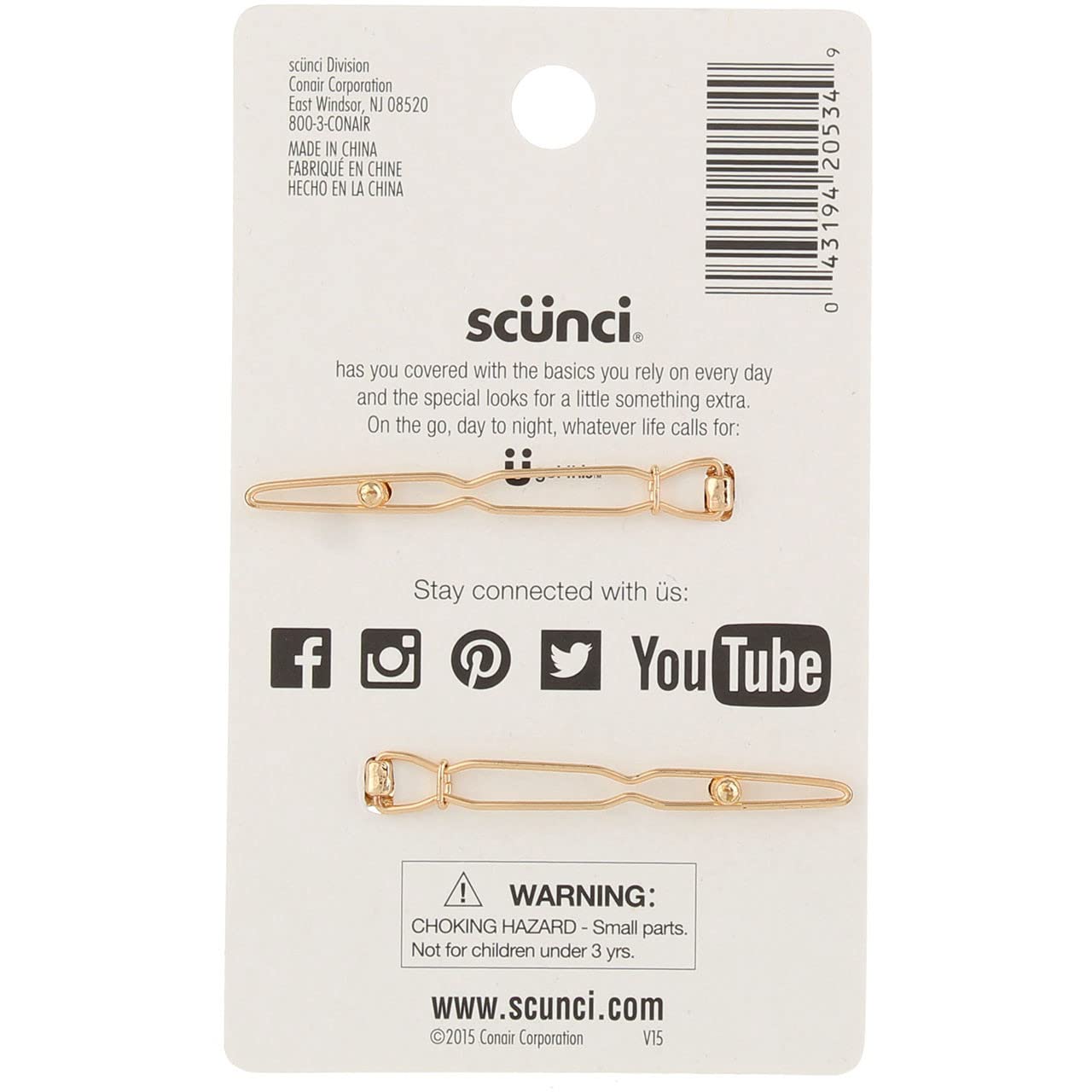 Scunci Jean Wire Hair Barrette (Pack of 2) : Beauty & Personal Care