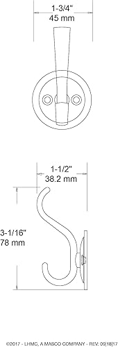 Miniatura 8 de Franklin Brass Ganchos de pared para abrigos y sombreros, ganchos dobles para colgar en la pared, de bronce veneciano, para colgar en la pared,