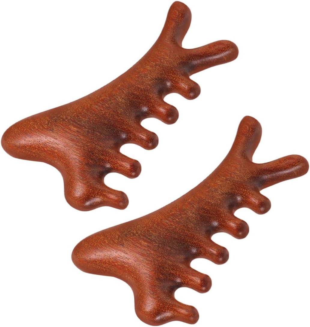 VOSAREA 2pcs Wooden Scalp Massager Combs for Itchy Relief, Coffee