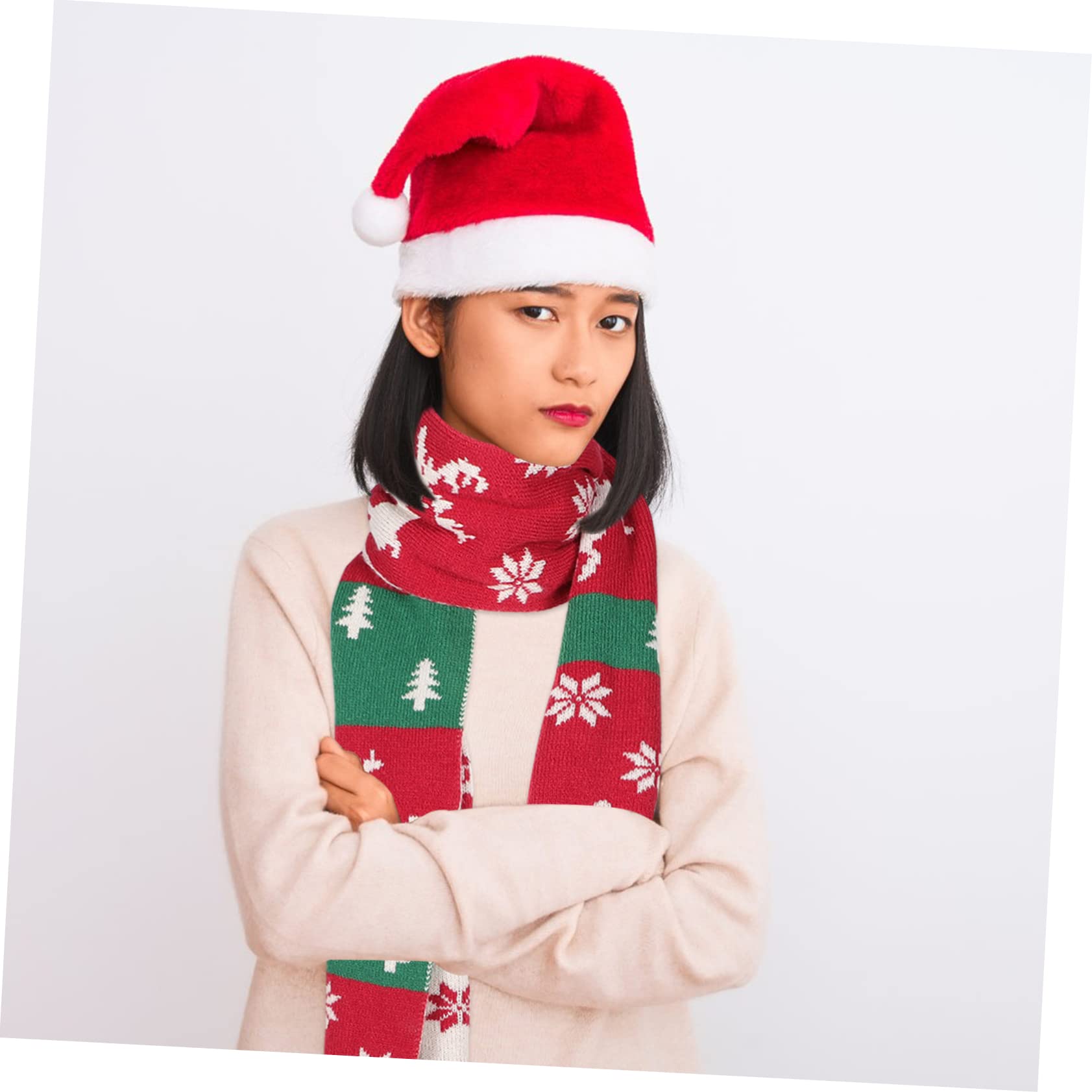 SOIMISS 2pièces Écharpe Tricotée Hiver Avec Motif Renne Écharpe De Rouge Accessoire Pour Froid