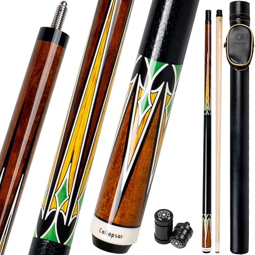 Collapsar CA - Palo de billar con estuche rígido de 1 x 1, palo de billar profesional de arce de 58 pulgadas, juego de tacos de piscina de 19-21