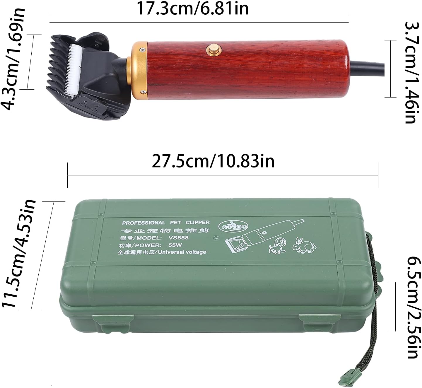 55W Electric Sheep Goat Shears Clippers Pet Animal Shave Grooming Wool Shearing Hair Shearing Grooming Machine Animal Clipper Fur Wool Cutter for Goat Dogs Rabbit Hair Grooming
