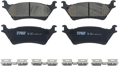 Miniatura 3 de Juego de rotores de disco de 6 lengüetas con revestimiento ranurado perforado de 13.701 in y TRW Pro de cerámica ranurada con kit de freno trasero