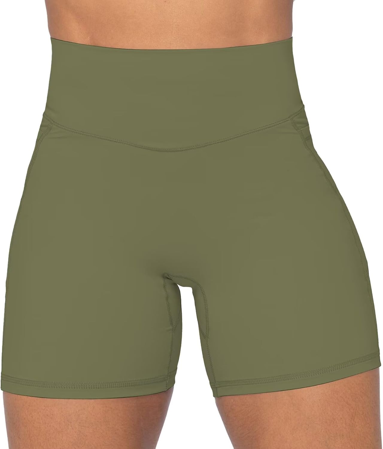 Sunzel No Front Seam Biker Shorts for Women with Pockets, Yoga Workout Gym Bike Shorts with Tummy Control thumbnail