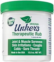 Unkers Therapeutic Rub for Joint Pain, Sore Muscles, Burn Cream, or Calm Your Cough 13.5 ounces