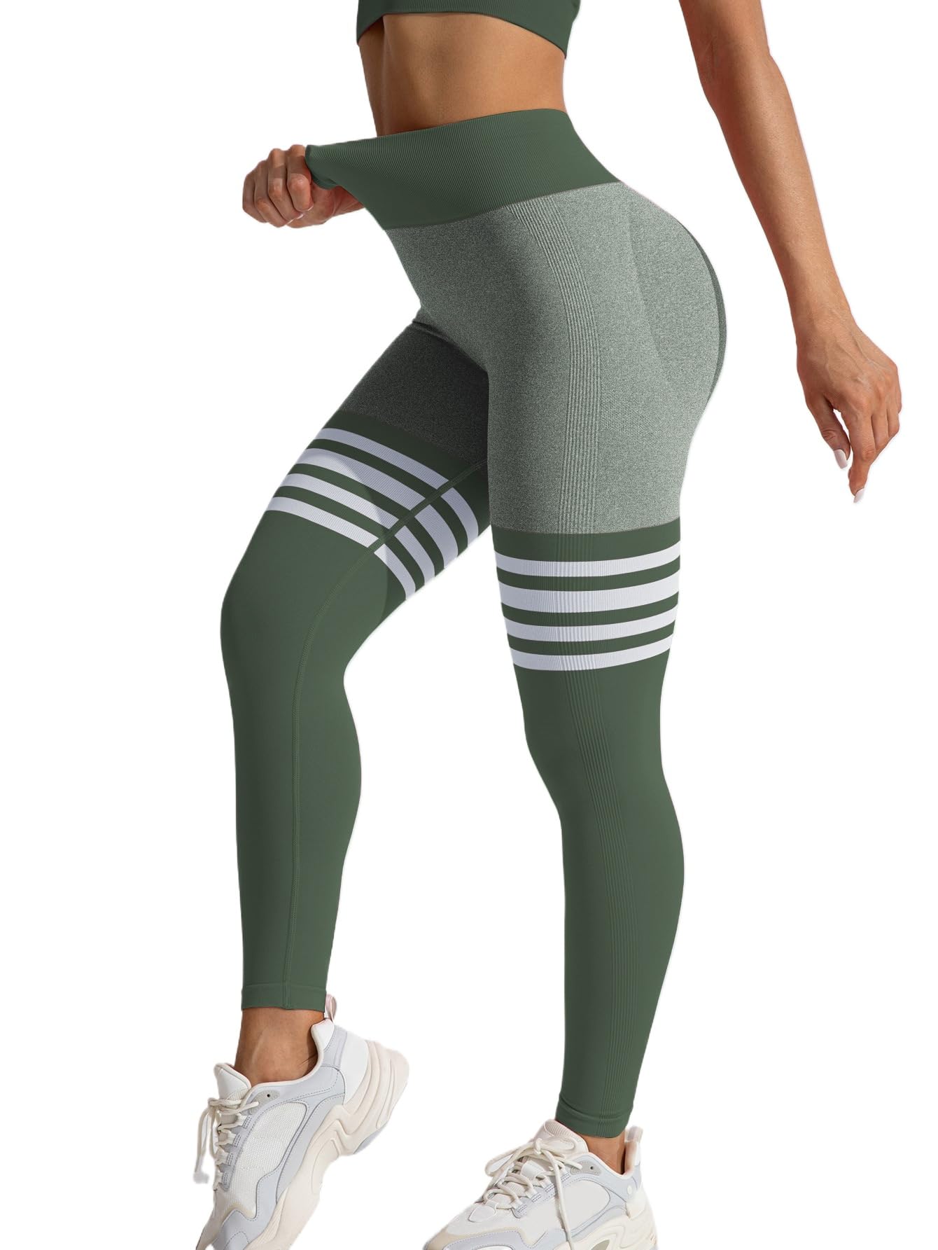 JXpxbao V-Taille Streifen Leggings Für Damen Hohe Taille Nahtlose Booty Für Yoga Workout