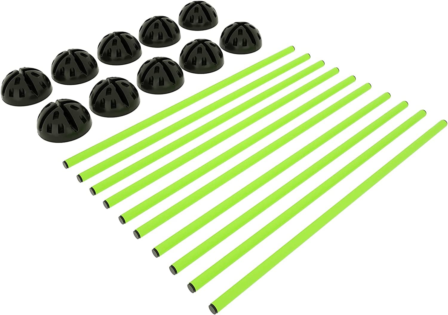 HENGMEI Agility Grid Set Sprungstangen Set Hürdenset Trainingshilfe Training für Hürdenparcours und Sprungtraining, Trainingsstangen für konditionelles(Grün)
