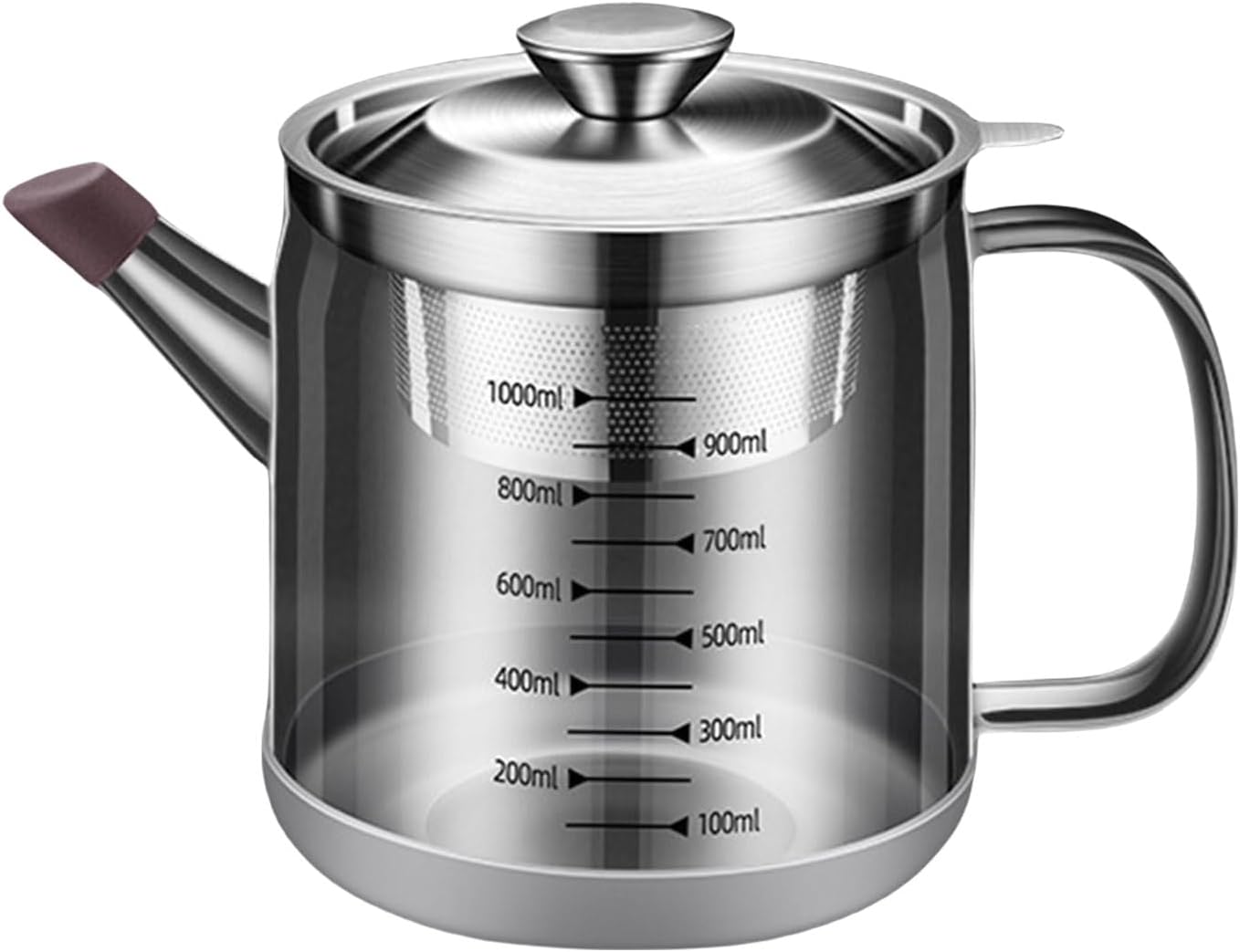 Sturdy 1L Stainless Steel Strainer Pots Cooking Oil Separators for Filtering and Storing Soybean Milk and Teas Kitchens Storage Pots