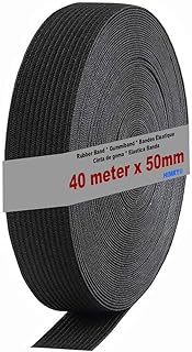 HIMRY KX_TKB5007-Black taśma gumowa, płaska, poliester, czarna, 40 m x 50 mm