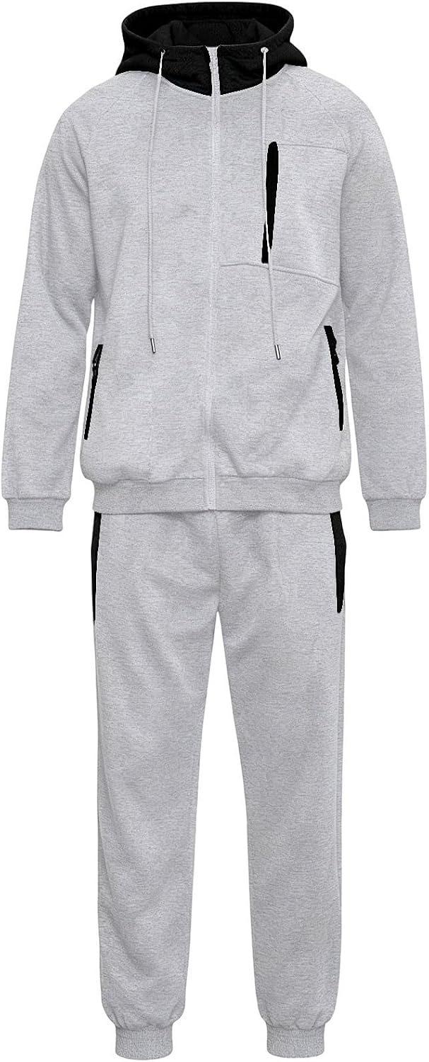 Men's Colorblock Track Jacket Set Cargo Pants 2 Piece Activewear