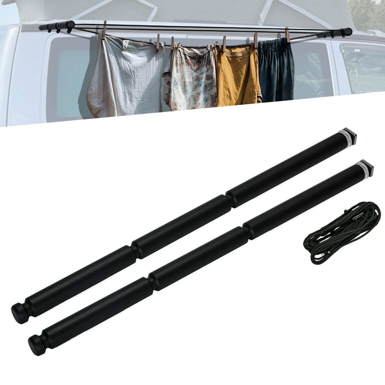 TOPOWN Camping Wäscheleine für VW California, Camping Wäscheleine für California T6 T6.1 (Ocean/Coast/Beach), Camping Wäscheleine Kederschiene für VW California T5 T6 T6.1, zubehör für VW T5 T6