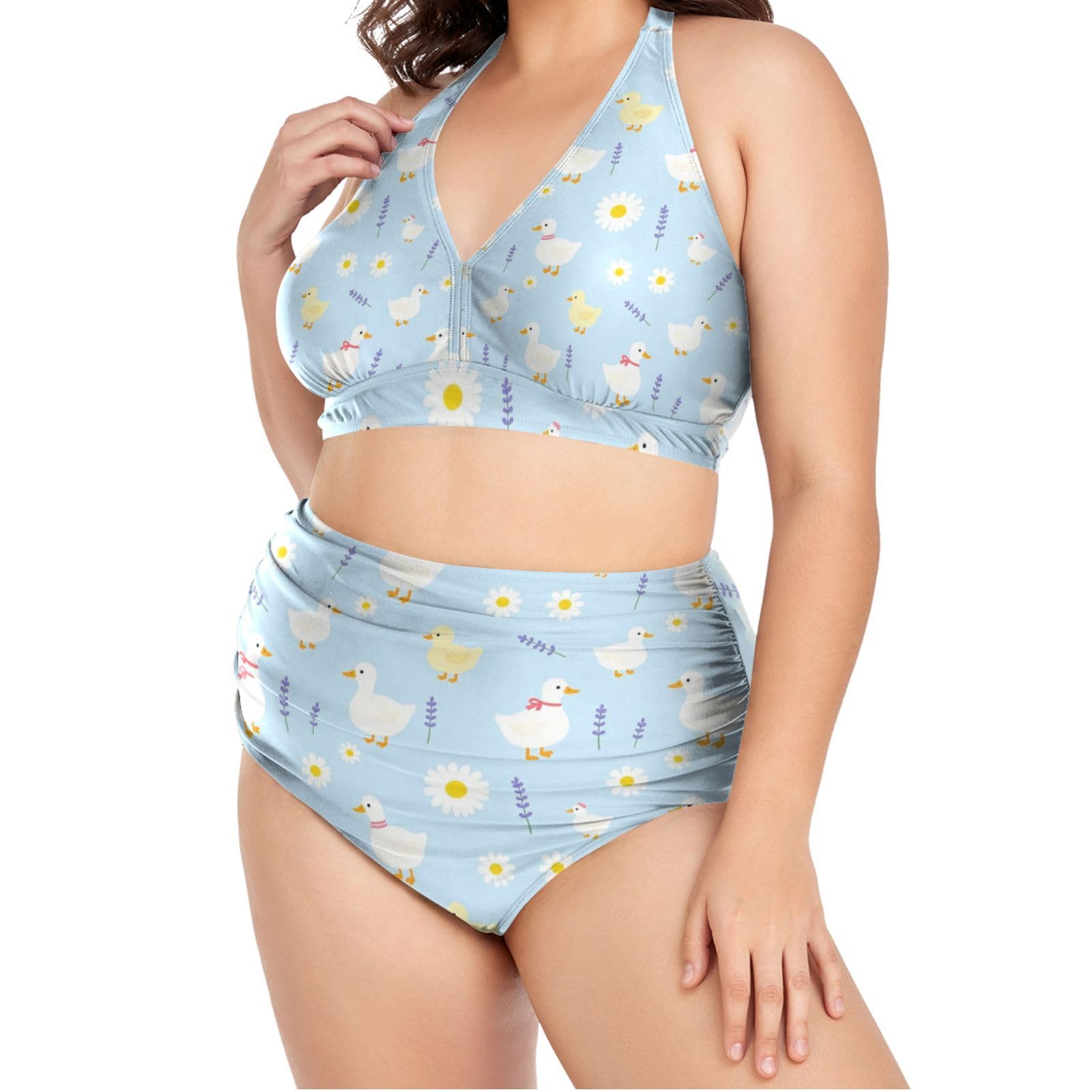 FRODOTGV Curvy - Costume da bagno a due pezzi da donna, taglia L-4XL