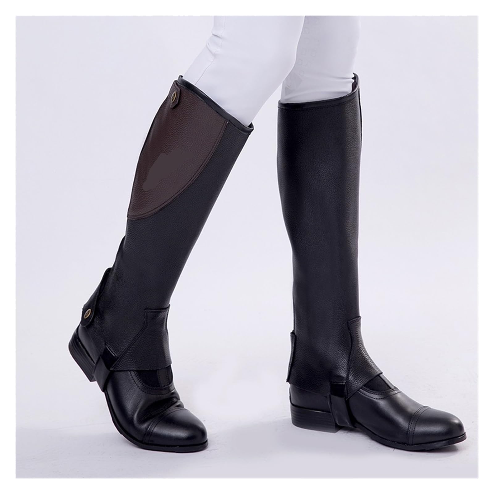 Equestrian Chaps Half Chaps Vollweiches Leder Spleißen Reitchaps Körperschutz Reitausrüstung for Unisex