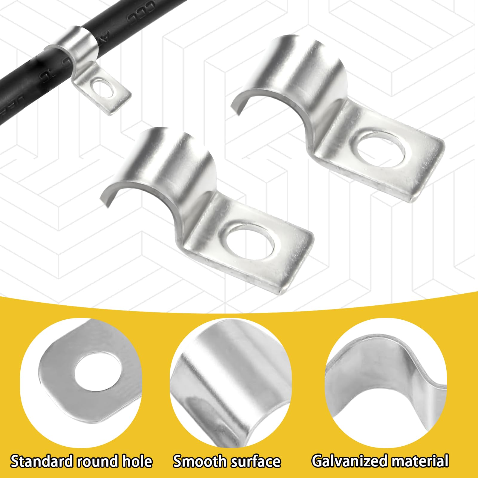 50 Pezzi U-Fascette Stringitubo,Morsetto per Tubi Morsetti per Tubi Fissaggio per Tubi Collari per Tubi Fermacavi Ferma Cavi Foro Singolo,per Tubi del Gas Tubi Dell'acqua e Cavi (6MM)